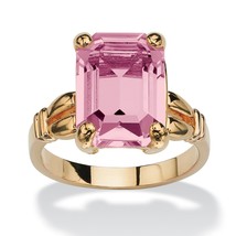 Womens 14K Gold Plated Birthstone Emerald Cut Alexandrite Ring Size 5 6 7 8 9 10 - £64.33 GBP