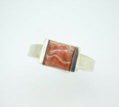 Sterling 8mm Pink Genuine Natural Rhodochrosite Cabochon Ring Square (#J... - $148.50