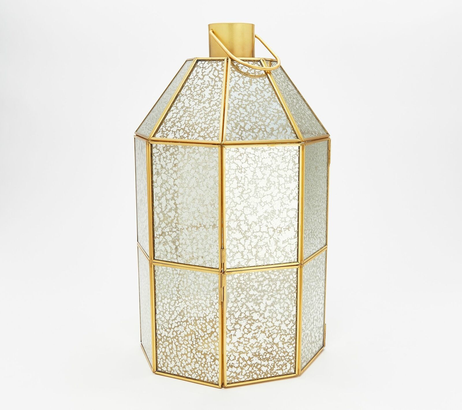 Martha Stewart 16" Metal and Mercury Glass Lantern in Gold - $56.25