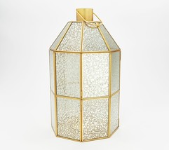 Martha Stewart 16&quot; Metal and Mercury Glass Lantern in Gold - £44.57 GBP