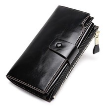 Vintage Women Wallets Genuine Leather Long Zipper Clutch Purse Large Capacity Ca - £40.84 GBP