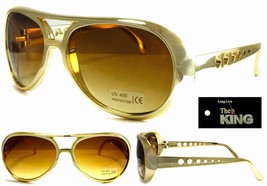 1 GOLD  pair LONG LIVE THE KING NOVELTY PARTY GLASSES sunglasses #280 ro... - £5.15 GBP