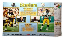 Vintage Pittsburgh Steelers Terry Bradshaw Mel Blount Poster 1989 Hall Of Fame - £30.50 GBP