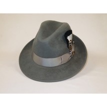 Men Bruno Capelo Hat Australian Wool Rabbit Fur Look Felt Fedora RA763 Gray image 2