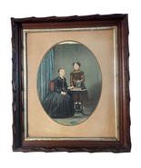 19th Century Watercolor Painting Victorian Woman Girl Seated With Bible ... - $233.75