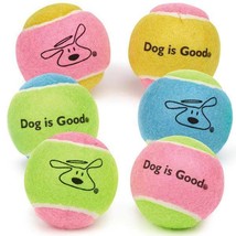 Classic Dog Tennis Balls 6 Pack Set Pastel Colorful Chew Throw Fetch Toys 2.5&quot; - £11.65 GBP