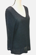 Davina Womens Elegant Sparkle V Neck Back Sweater Size M Blue Long Sleeve - $20.57