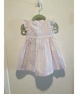 Iris &amp; Ivy Striped Smocked Seersucker Dress Baby Girl 12 M Cottagecore P... - $19.79