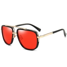 Oversized Square Aviator Sunglasses For Men Women Pilot Shades Gold Frame Red Le - £25.07 GBP