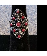 Hurrem Sultan ~ Turkish Silvertone Ring w/Gemstones ~ Size 7 ~ Jewelry - €21,40 EUR