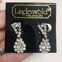 Lindenwold Earrings Sparkly CZs Dangling Teardrops Glamour Girl  - $12.19