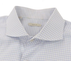 Mens Suitsupply Traveller Dress Shirt Mens 17L White Blue Grid Checks - $35.64