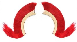 Set Of Red 2Plume Crest Brush Natural Like Horse Hair For Roman Helmet X-mas Gif - £43.82 GBP