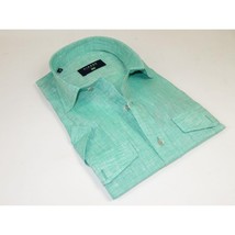 Men's Ciazzo Turkey 100% Linen Breathable Shirt Short Sleeves #Linen 63 Green image 2