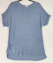 J Jill Shirt Womens Medium Blue Linen Blend Casual Momcore Distressed Tu... - £29.57 GBP