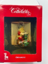 Santa Toy Train Conductor Christmas Tree Ornament 1991 National Rennoc Vintage  - £5.24 GBP