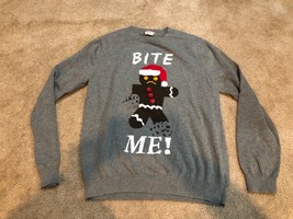 ADULT Medium Mossimo Knit Ugly Christmas Sweater Frown Gingerbread Man B... - $23.09