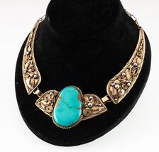 Charlie Pauline Hannaweeke Turquoise Necklace Set in 12K G.F. Sterling S... - $60,432.14 MXN