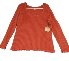 Ryegrass Pullover Tunic Womens XL Long Sleeve Brick Red Stretch Scallop Hem NWT  - £16.03 GBP