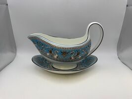 Wedgwood Bone China FLORENTINE TURQUOISE Gravy Boat with Underplate - $129.99