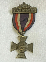 Past President Auxiliary Sons of Civil War Veterans Vtg Medal Ribbon Pin... - $39.95