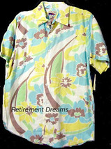 Mens Shirt S Short Sleeve NEW Rare Vintage Blue Yellow Small green brown - £8.12 GBP