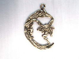 Moon Goddess Crescent &amp; Classic Nymph Fairy Pewter Pendant Adjustable Necklace - £6.73 GBP
