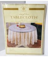 VINYL TABLECLOTH 70&quot; Round Cream Floral Design Lace NEW UNOPENED WIPE CLEAN - $598.12 MXN