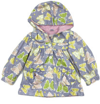 Osh Kosh Baby Girls Jacket Sz 18m Purple Pink Snap Up Butterfly Print Hooded - £11.69 GBP