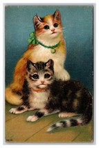 Adorable Pair of Cats Big Eyes Bell Collar 1910 DB Postcard Q19 - £6.23 GBP