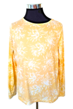 Hang Ten UV Protection Tee Women&#39;s Size XL UPF 50 Yellow White Floral Zip Pocket - $14.26