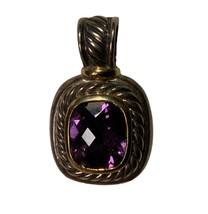 DAVID YURMAN Silver 14K Gold Amethyst Albion Enhancer Pendant Large - £182.24 GBP