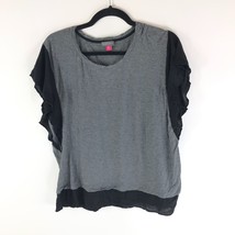 Vince Camuto Womens Blouse Top Batwing Flutter Sleeve Colorblock Gray Black XL - £10.06 GBP
