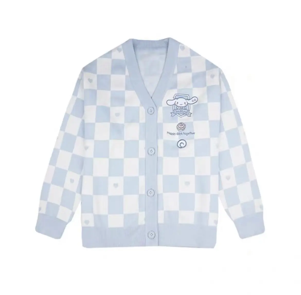 y2k  women&#39;s cardigan  card cute  embroidery Japanese Jk uniform checkerd spring - £96.86 GBP