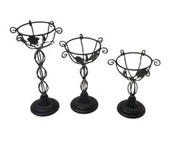 Metal Leaf Vine Topiary Planter Candle Holders Stands Home Decor Set of 3 - $7.55