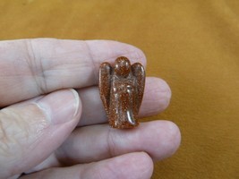 Y-ANG-505 little 1&quot; orange Goldstone Guardian Angel GEMSTONE figurine po... - £6.72 GBP
