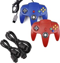 2 Pack Classic N64 Controllers (Blue/Red) Bundle With 2 Pack 6Ft N64 Controller - $42.94