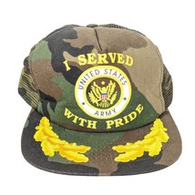United States Army Veterans Camo Hat Made In USA Vintage Trucker Cheese - £16.55 GBP