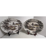 Vintage Yorkshire Village Staffordshire England 2pc Lot Lg. Serving Platter - €56,88 EUR