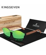 KINGSEVEN Fashion Natural Bubinga Wooden Sunglasses Men Women Round Pola... - $35.28 CAD
