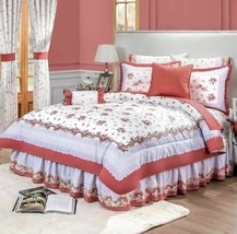 GALICIA ROSES FLOWERS REVERSIBLE COMFORTER SET AND SHEET SET 10 PCS FULL... - £146.39 GBP