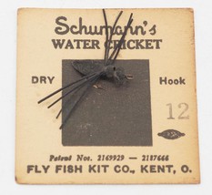 Vintage Schumann&#39;s Water Cricket Dry Hook Fly Fishing On Card Kent OH - £16.58 GBP