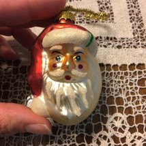 Antique Vintage Blown Mercury Glass Figure Santa Head Christmas Ornament Glitter - £14.24 GBP