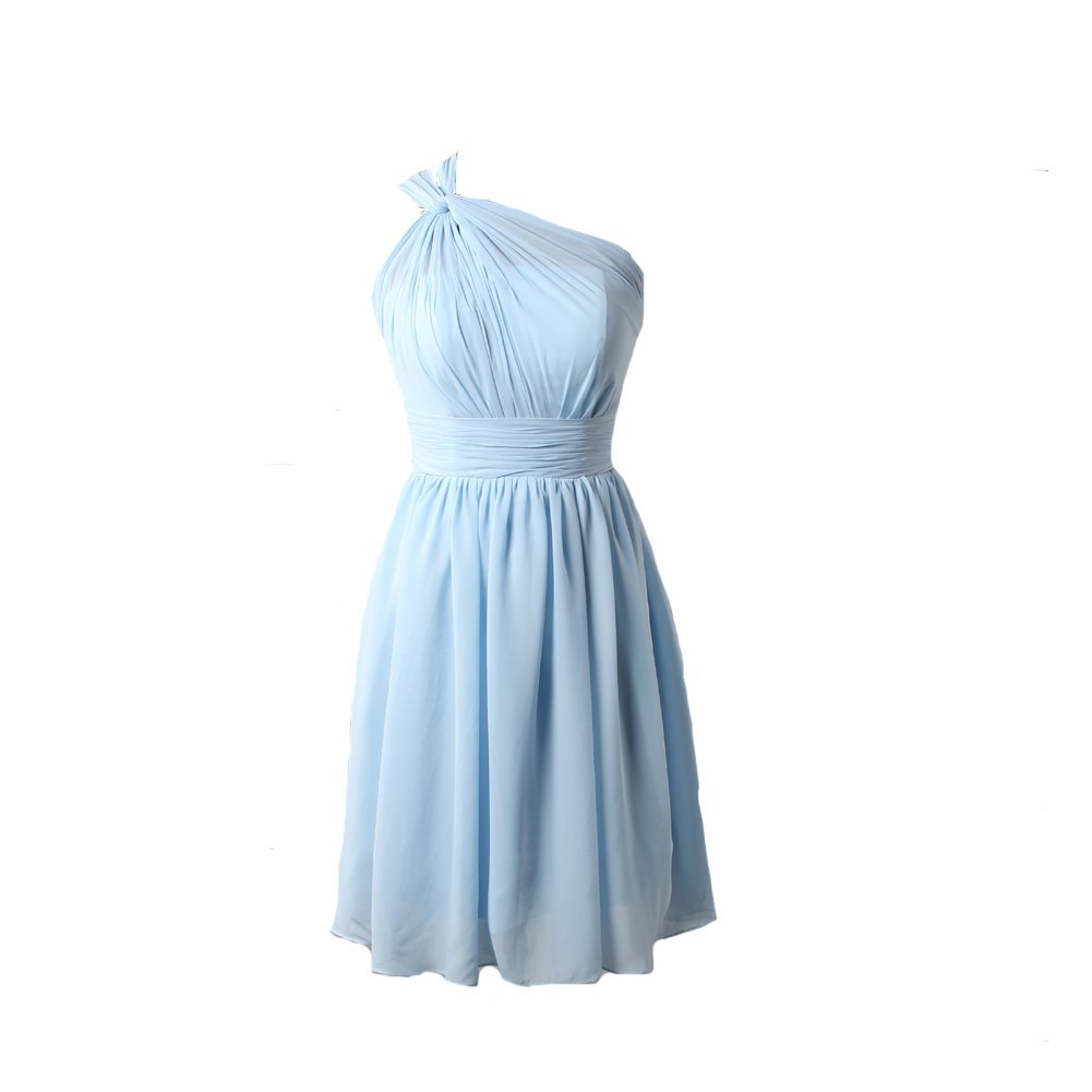 Kivary Women's Chiffon Short Knee Length One Shoulder Bridesmaid Party Dresses L