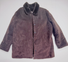Jones New York Sport 100% Genuine Leather Faux Fur Lined Heavy Winter Coat L - £39.58 GBP