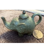 10 Strawberry Street Green Jade Color Ceramic Elephant Teapot Artisan Co... - £39.68 GBP