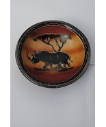 Rhino /African wild animals stone bowl from Africa - $12.00