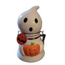 Ghost Halloween Treat Candy Jar Boston Warehouse Hinged Pumpkin White Or... - $13.98