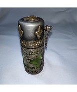 Antique green glass perfume bottle optimizer Sliver/brass - €362,43 EUR