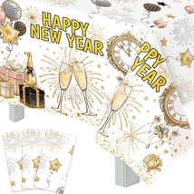 Happy New Year Tablecloths 3 Pack New Years Eve Party Supplies 2025 Gold... - $16.99